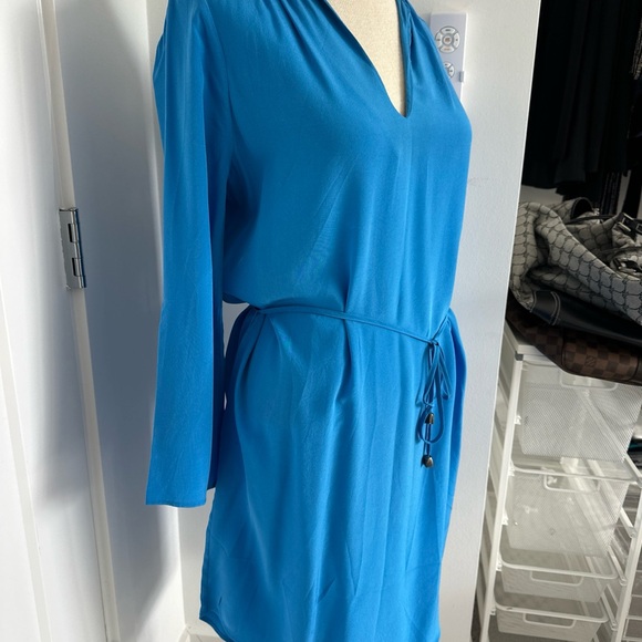 JOIE Motega Tie-Waist Silk Blue Dress X Small NWOT - Picture 4 of 12